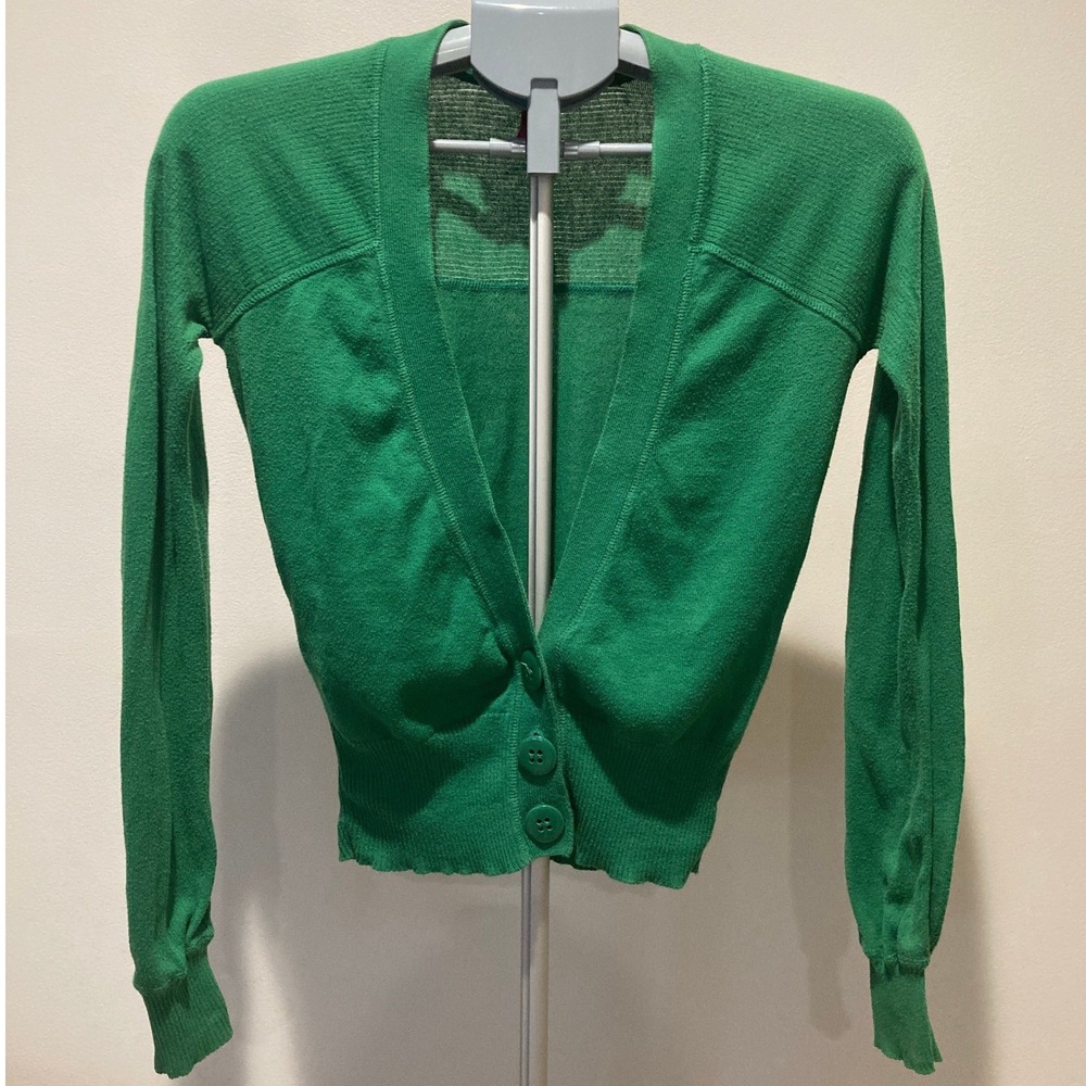 Y2K Divided by H&M Bold Green Cardigan Chunky Buttons Normcore Cottagecore Cute